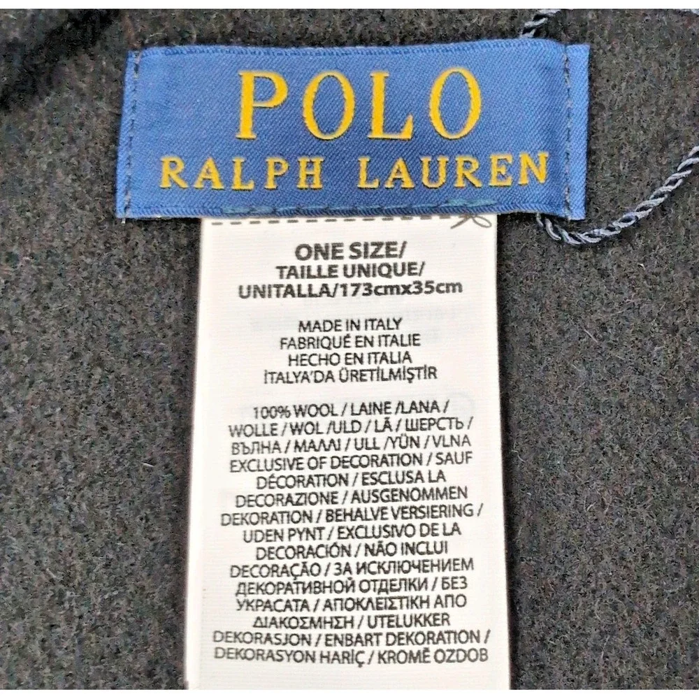 Polo Ralph Lauren Wool Scarf ITALY Wool Blend Beanie Hat CHINA Set Black NEW NWT